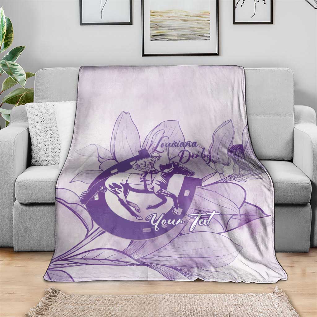 Personalized Louisiana Horse Racing Derby Blanket Magnolia Blossom Horseshoe Pastel Purple