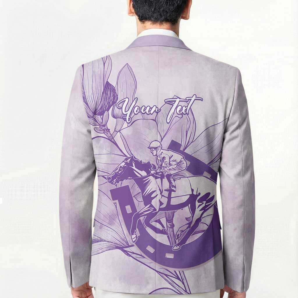 Personalized Louisiana Horse Racing Derby Blazer Magnolia Blossom Horseshoe Pastel Purple