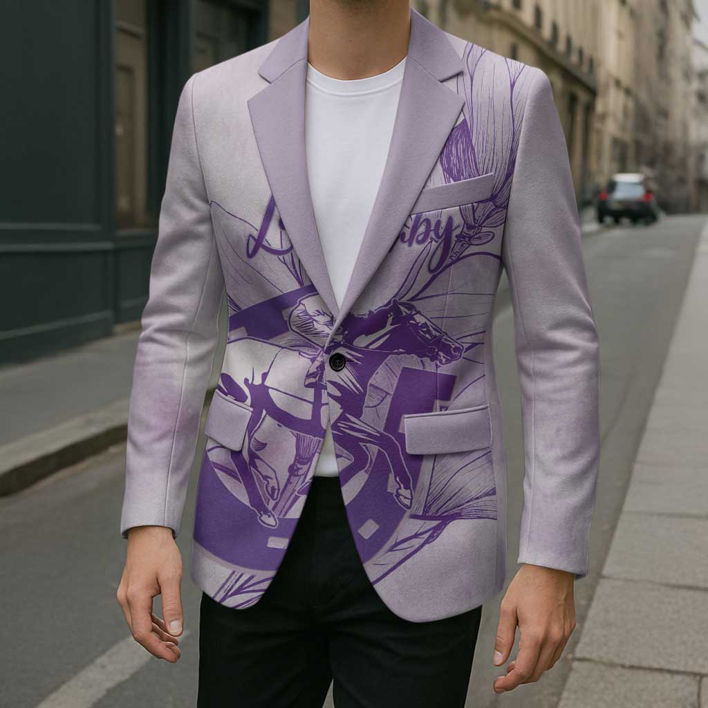 Personalized Louisiana Horse Racing Derby Blazer Magnolia Blossom Horseshoe Pastel Purple