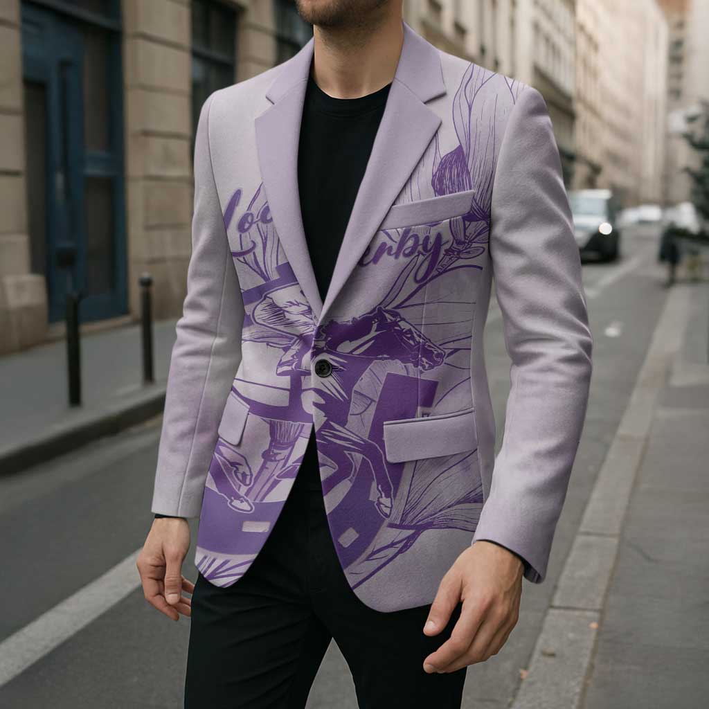 Personalized Louisiana Horse Racing Derby Blazer Magnolia Blossom Horseshoe Pastel Purple