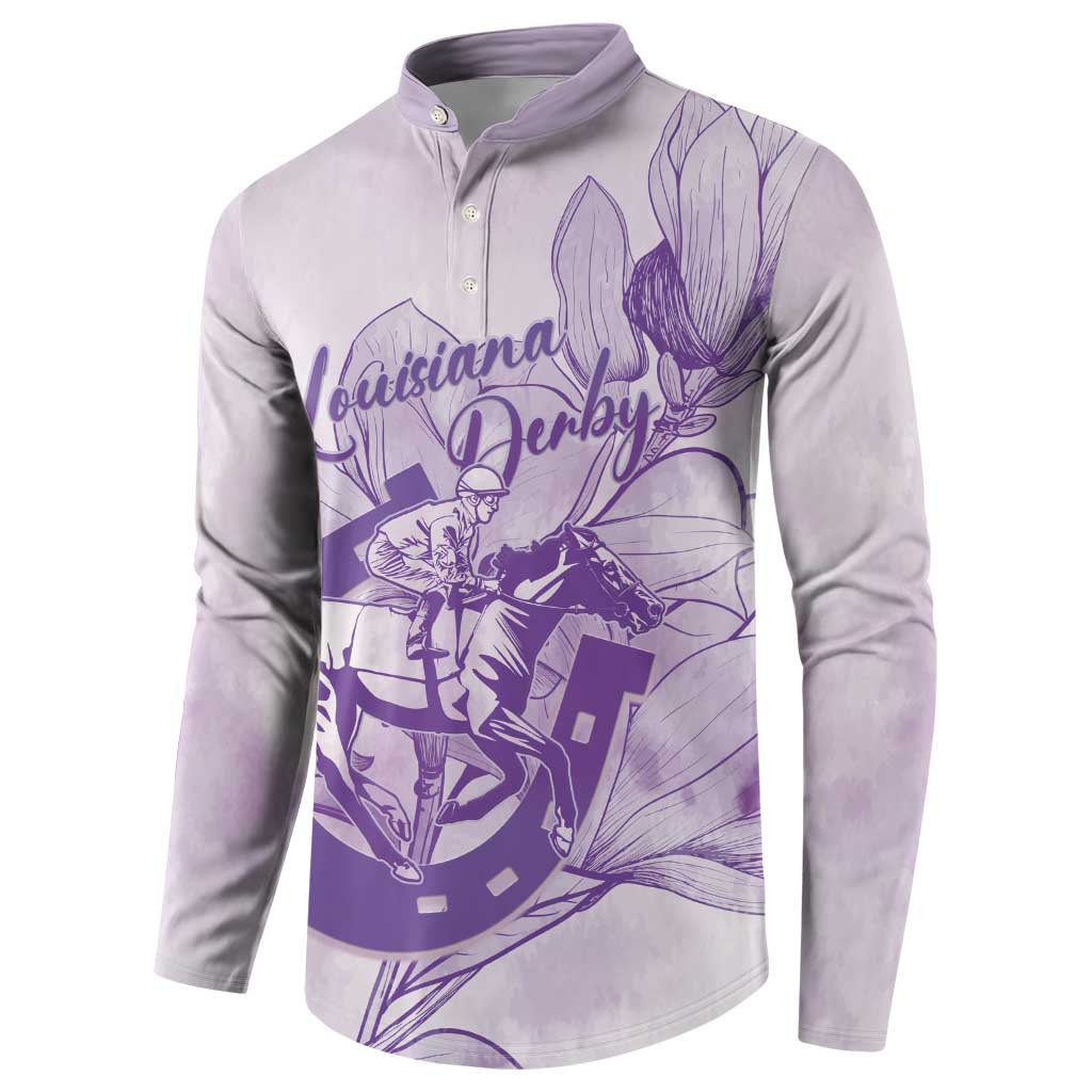 Personalized Louisiana Horse Racing Derby Button Sweatshirt Magnolia Blossom Horseshoe Pastel Purple