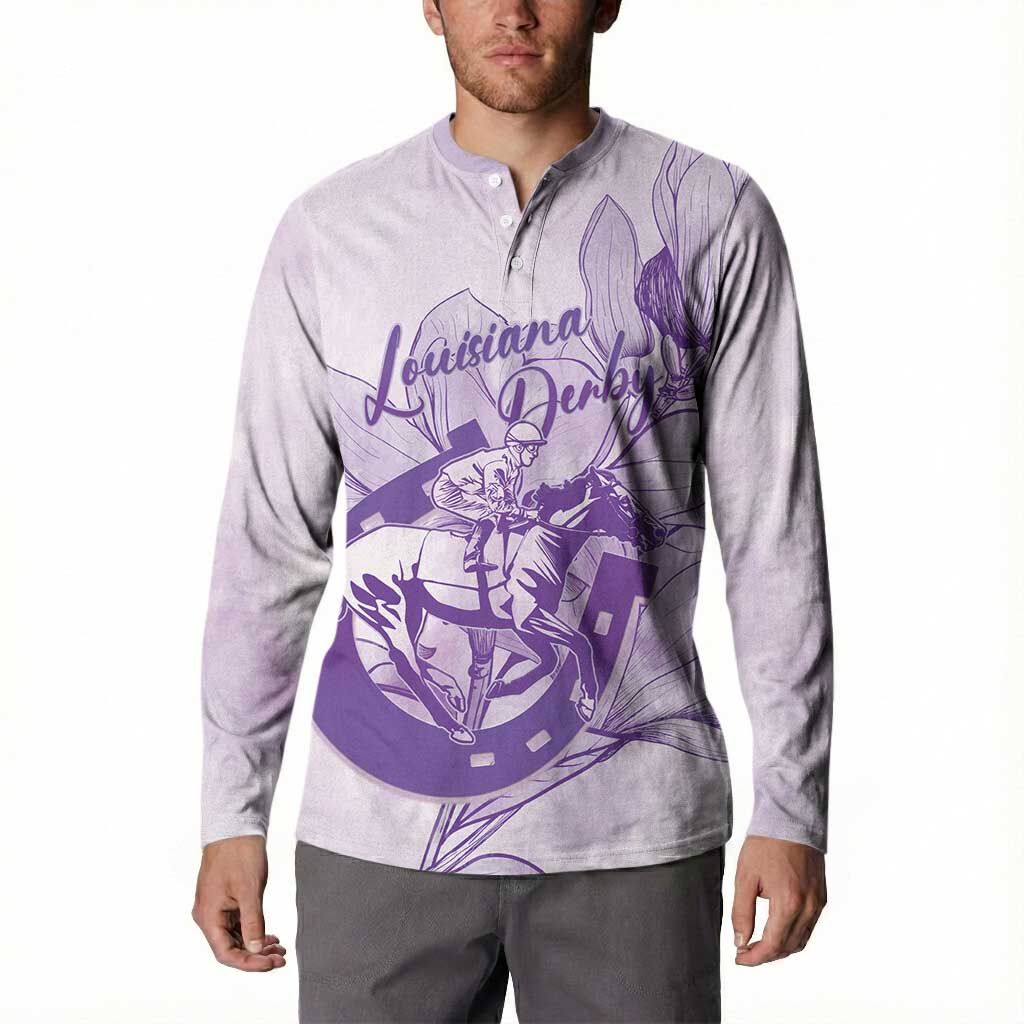 Personalized Louisiana Horse Racing Derby Button Sweatshirt Magnolia Blossom Horseshoe Pastel Purple