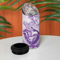 Personalized Louisiana Horse Racing Derby 4 in 1 Can Cooler Tumbler Magnolia Blossom Horseshoe Pastel Purple
