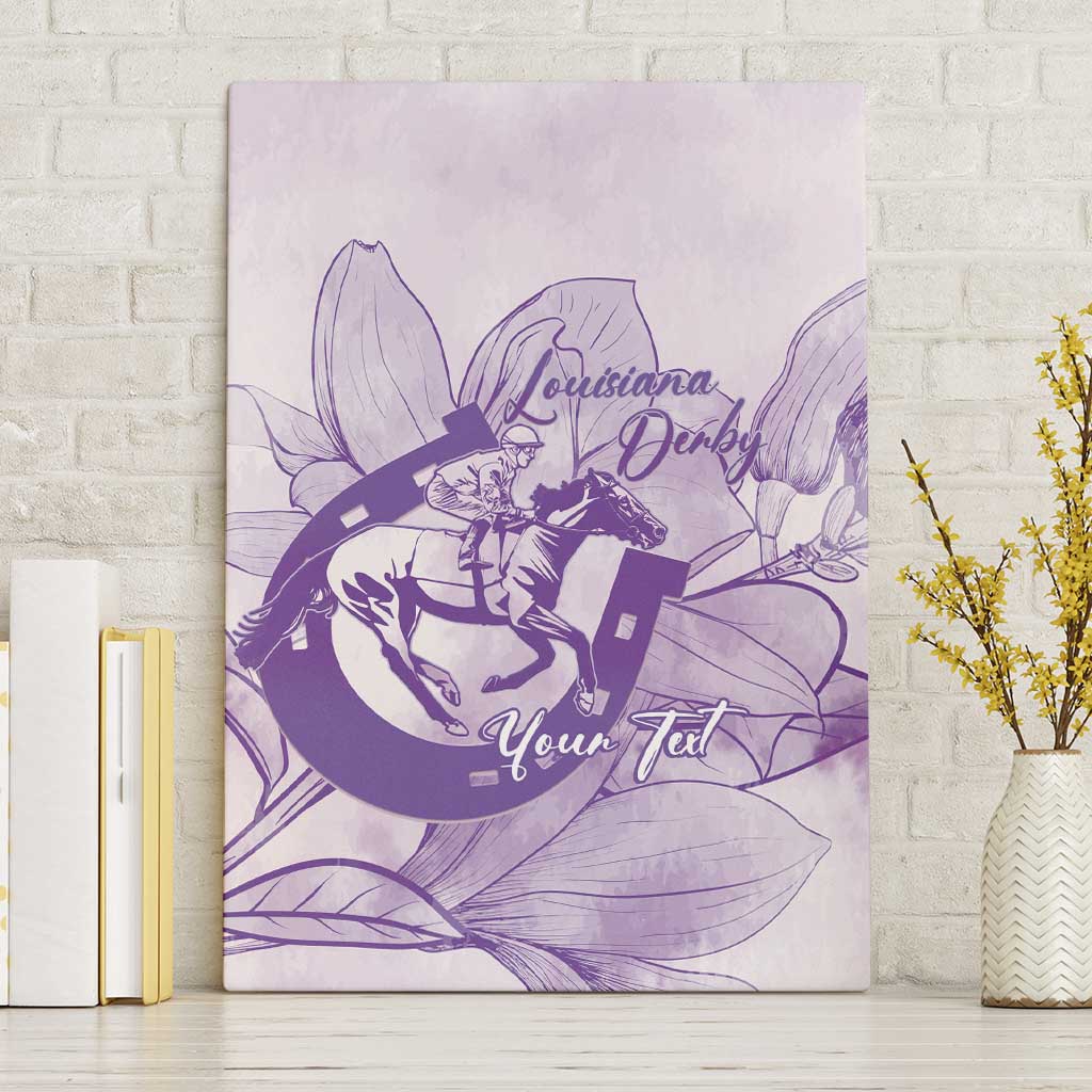 Personalized Louisiana Horse Racing Derby Canvas Wall Art Magnolia Blossom Horseshoe Pastel Purple