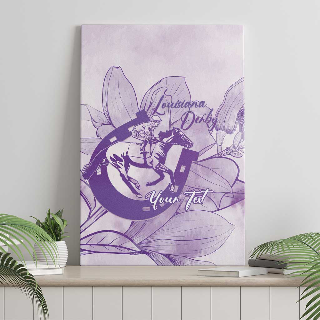 Personalized Louisiana Horse Racing Derby Canvas Wall Art Magnolia Blossom Horseshoe Pastel Purple