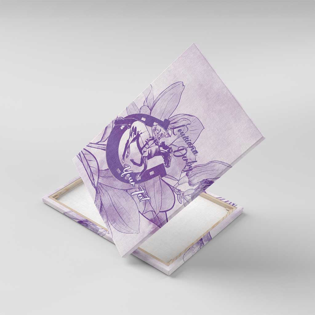 Personalized Louisiana Horse Racing Derby Canvas Wall Art Magnolia Blossom Horseshoe Pastel Purple