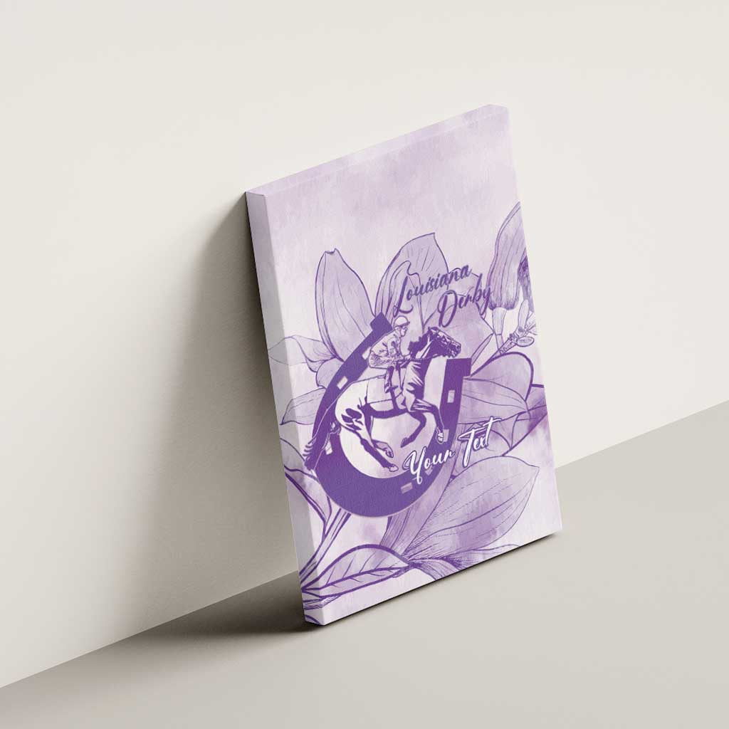Personalized Louisiana Horse Racing Derby Canvas Wall Art Magnolia Blossom Horseshoe Pastel Purple