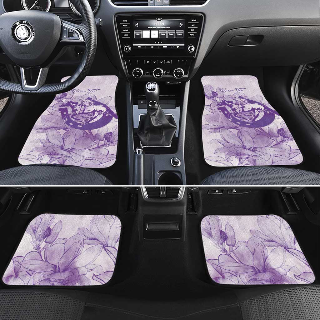 Personalized Louisiana Horse Racing Derby Car Mats Magnolia Blossom Horseshoe Pastel Purple