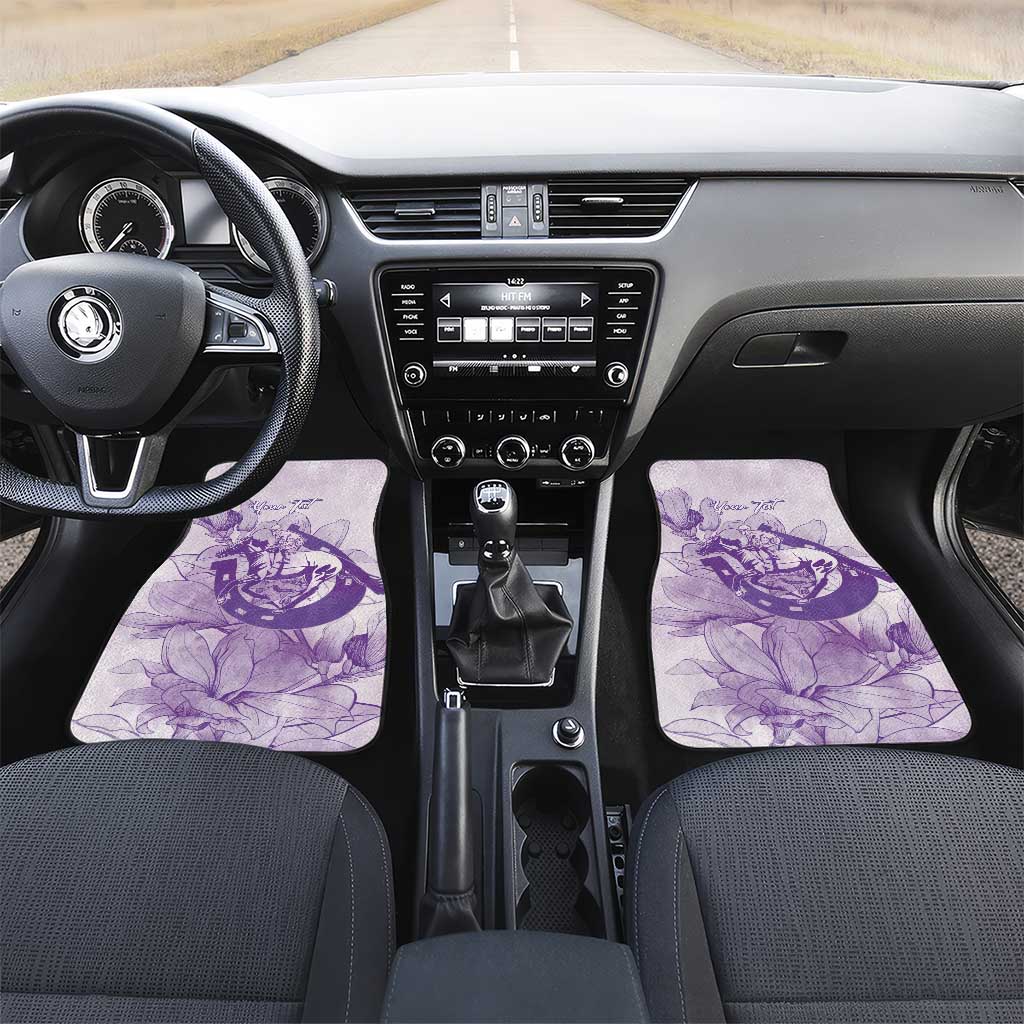 Personalized Louisiana Horse Racing Derby Car Mats Magnolia Blossom Horseshoe Pastel Purple