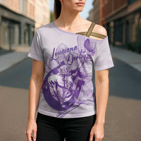 Personalized Louisiana Horse Racing Derby Cross Shoulder Shirt Magnolia Blossom Horseshoe Pastel Purple