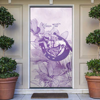 Personalized Louisiana Horse Racing Derby Door Cover Magnolia Blossom Horseshoe Pastel Purple