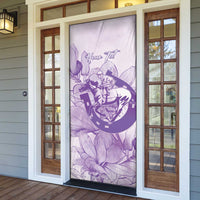 Personalized Louisiana Horse Racing Derby Door Cover Magnolia Blossom Horseshoe Pastel Purple