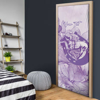 Personalized Louisiana Horse Racing Derby Door Cover Magnolia Blossom Horseshoe Pastel Purple