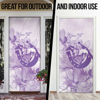 Personalized Louisiana Horse Racing Derby Door Cover Magnolia Blossom Horseshoe Pastel Purple