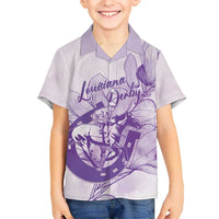 Personalized Louisiana Horse Racing Derby Hawaiian Shirt Magnolia Blossom Horseshoe Pastel Purple