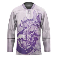 Personalized Louisiana Horse Racing Derby Hockey Jersey Magnolia Blossom Horseshoe Pastel Purple
