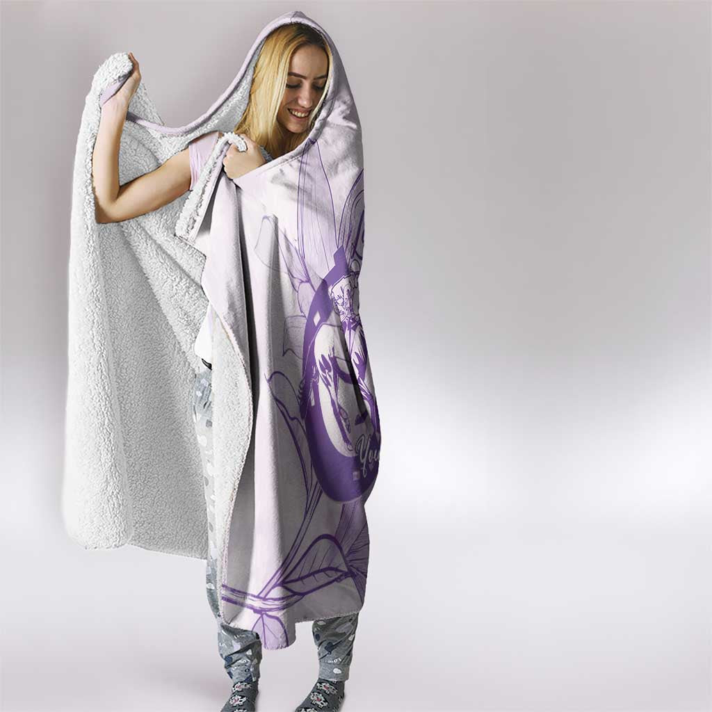 Personalized Louisiana Horse Racing Derby Hooded Blanket Magnolia Blossom Horseshoe Pastel Purple