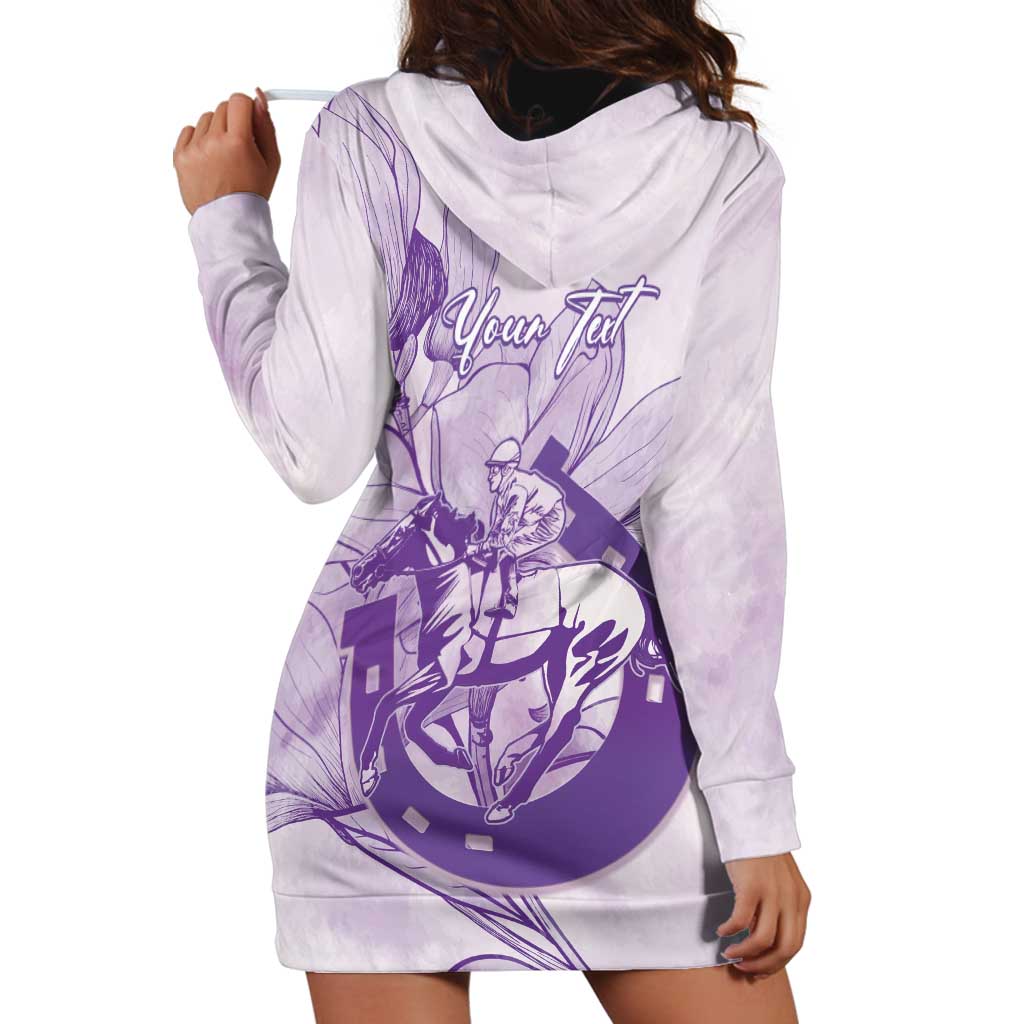 Personalized Louisiana Horse Racing Derby Hoodie Dress Magnolia Blossom Horseshoe Pastel Purple