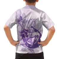 Personalized Louisiana Horse Racing Derby Kid Hawaiian Shirt Magnolia Blossom Horseshoe Pastel Purple