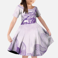 Personalized Louisiana Horse Racing Derby Kid Short Sleeve Dress Magnolia Blossom Horseshoe Pastel Purple
