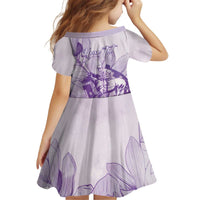 Personalized Louisiana Horse Racing Derby Kid Short Sleeve Dress Magnolia Blossom Horseshoe Pastel Purple