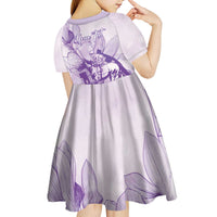Personalized Louisiana Horse Racing Derby Kid Short Sleeve Dress Magnolia Blossom Horseshoe Pastel Purple