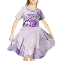 Personalized Louisiana Horse Racing Derby Kid Short Sleeve Dress Magnolia Blossom Horseshoe Pastel Purple