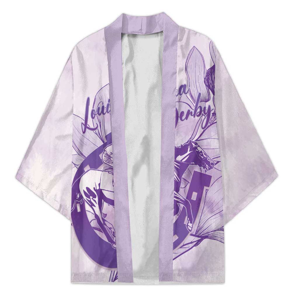 Personalized Louisiana Horse Racing Derby Kimono Magnolia Blossom Horseshoe Pastel Purple