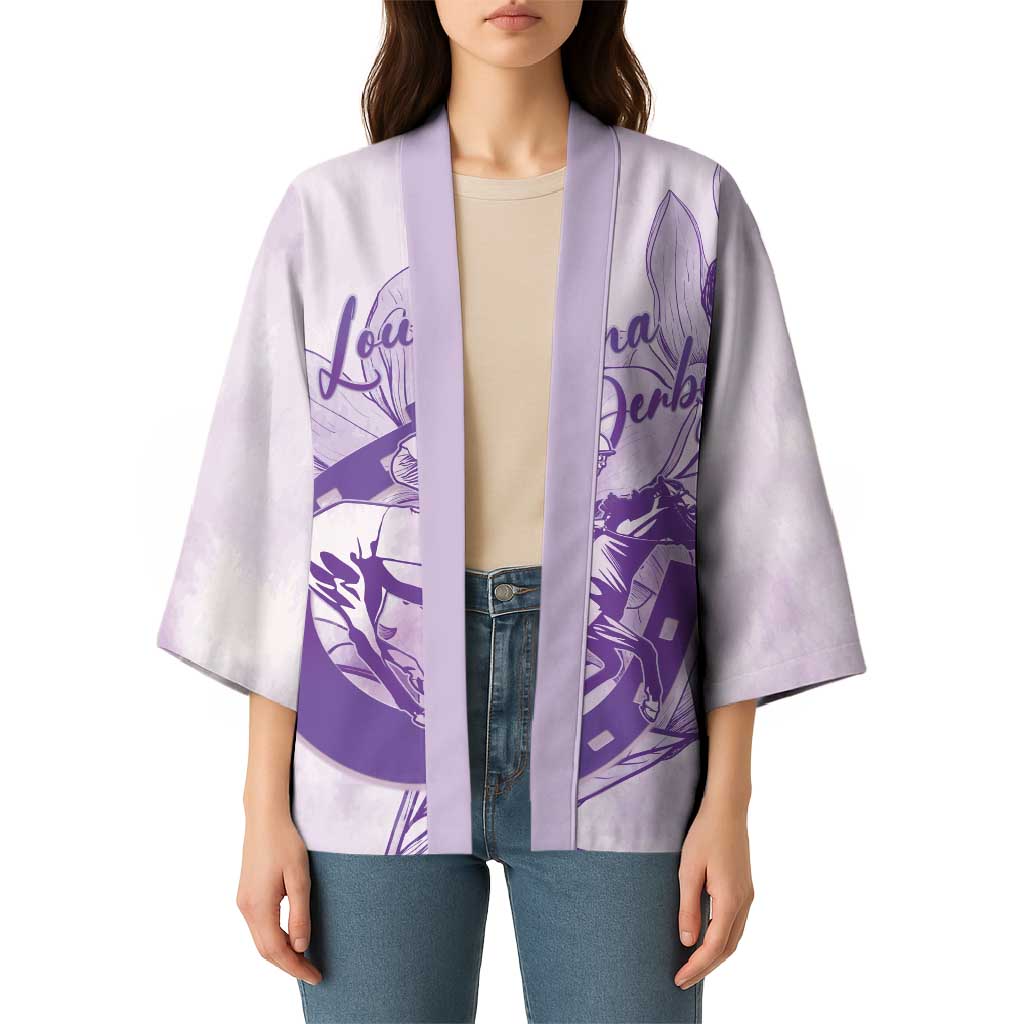 Personalized Louisiana Horse Racing Derby Kimono Magnolia Blossom Horseshoe Pastel Purple