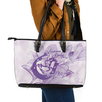 Personalized Louisiana Horse Racing Derby Leather Tote Bag Magnolia Blossom Horseshoe Pastel Purple