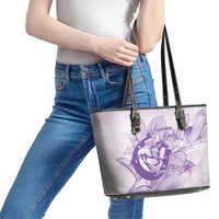Personalized Louisiana Horse Racing Derby Leather Tote Bag Magnolia Blossom Horseshoe Pastel Purple