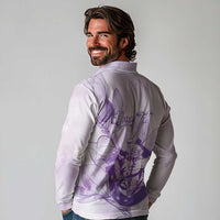 Personalized Louisiana Horse Racing Derby Long Sleeve Polo Shirt Magnolia Blossom Horseshoe Pastel Purple