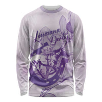 Personalized Louisiana Horse Racing Derby Long Sleeve Shirt Magnolia Blossom Horseshoe Pastel Purple