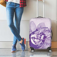 Personalized Louisiana Horse Racing Derby Luggage Cover Magnolia Blossom Horseshoe Pastel Purple
