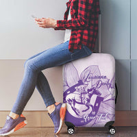 Personalized Louisiana Horse Racing Derby Luggage Cover Magnolia Blossom Horseshoe Pastel Purple
