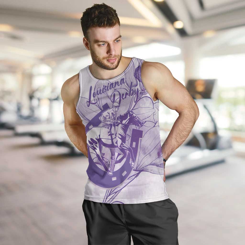 Personalized Louisiana Horse Racing Derby Men Tank Top Magnolia Blossom Horseshoe Pastel Purple