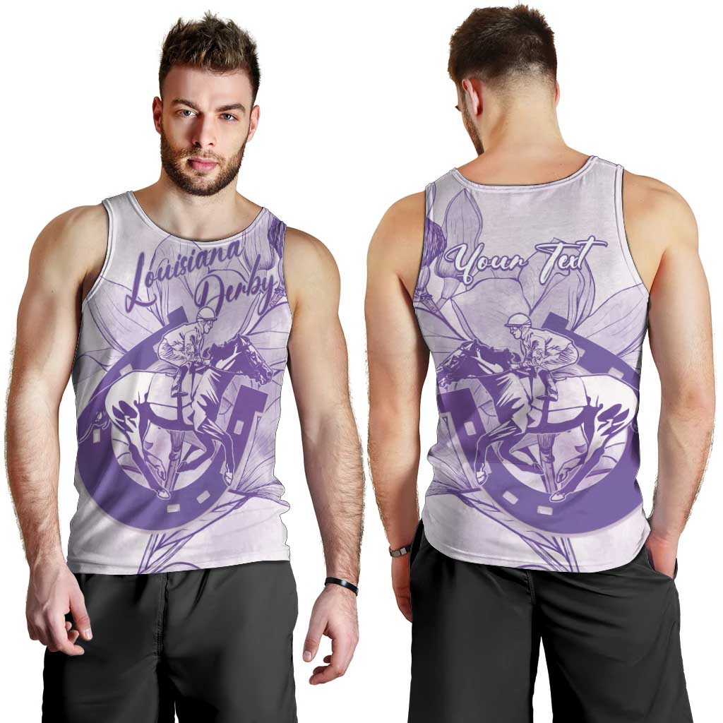 Personalized Louisiana Horse Racing Derby Men Tank Top Magnolia Blossom Horseshoe Pastel Purple