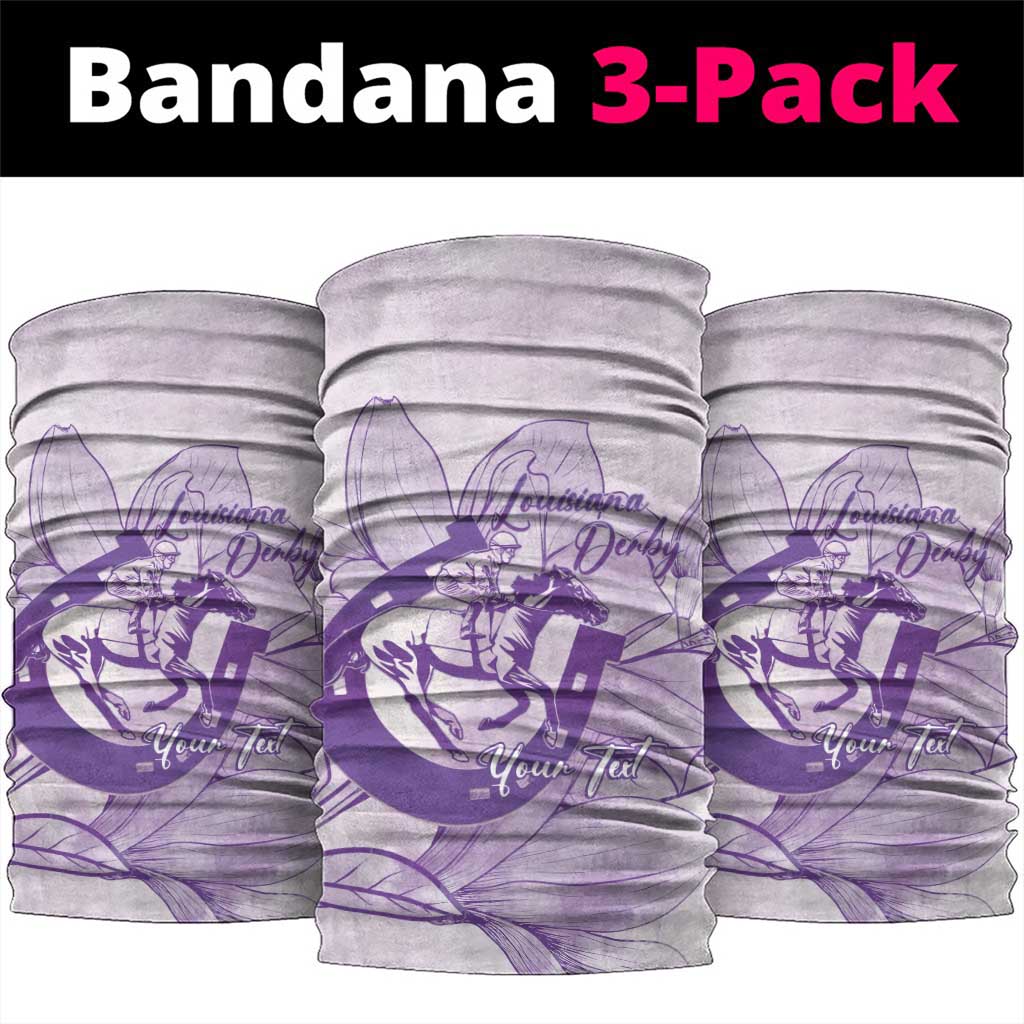Personalized Louisiana Horse Racing Derby Neck Gaiter Magnolia Blossom Horseshoe Pastel Purple
