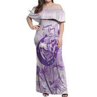 Personalized Louisiana Horse Racing Derby Off Shoulder Maxi Dress Magnolia Blossom Horseshoe Pastel Purple