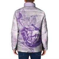 Personalized Louisiana Horse Racing Derby Padded Jacket Magnolia Blossom Horseshoe Pastel Purple