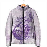 Personalized Louisiana Horse Racing Derby Padded Jacket Magnolia Blossom Horseshoe Pastel Purple