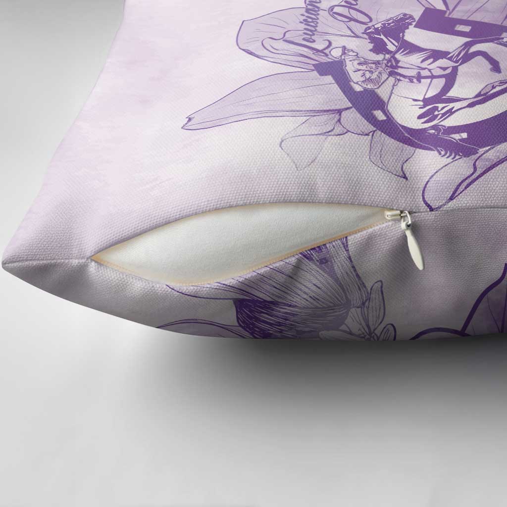 Personalized Louisiana Horse Racing Derby Pillow Cover Magnolia Blossom Horseshoe Pastel Purple