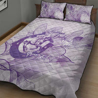 Personalized Louisiana Horse Racing Derby Quilt Bed Set Magnolia Blossom Horseshoe Pastel Purple