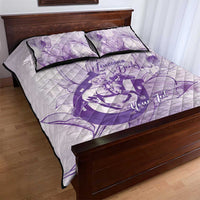 Personalized Louisiana Horse Racing Derby Quilt Bed Set Magnolia Blossom Horseshoe Pastel Purple