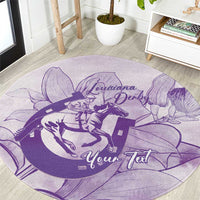 Personalized Louisiana Horse Racing Derby Round Carpet Magnolia Blossom Horseshoe Pastel Purple