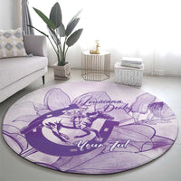 Personalized Louisiana Horse Racing Derby Round Carpet Magnolia Blossom Horseshoe Pastel Purple