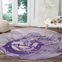 Personalized Louisiana Horse Racing Derby Round Carpet Magnolia Blossom Horseshoe Pastel Purple