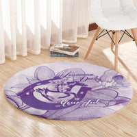 Personalized Louisiana Horse Racing Derby Round Carpet Magnolia Blossom Horseshoe Pastel Purple