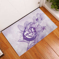 Personalized Louisiana Horse Racing Derby Rubber Doormat Magnolia Blossom Horseshoe Pastel Purple