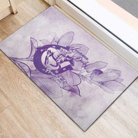 Personalized Louisiana Horse Racing Derby Rubber Doormat Magnolia Blossom Horseshoe Pastel Purple